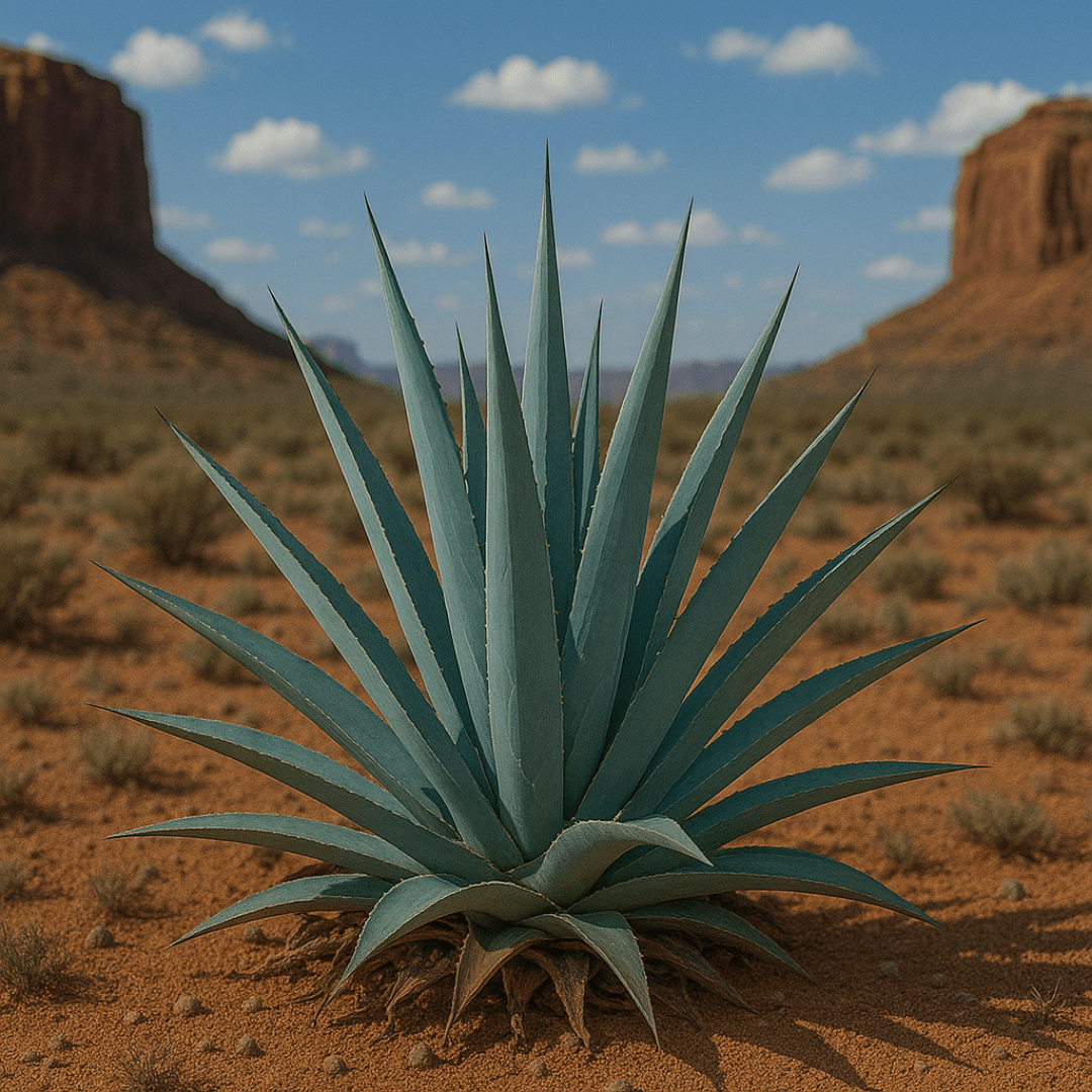 Agave Tequiliana (Agave tequiliana) Blue Agave rosette in open desert landscape — Phoenix, AZ