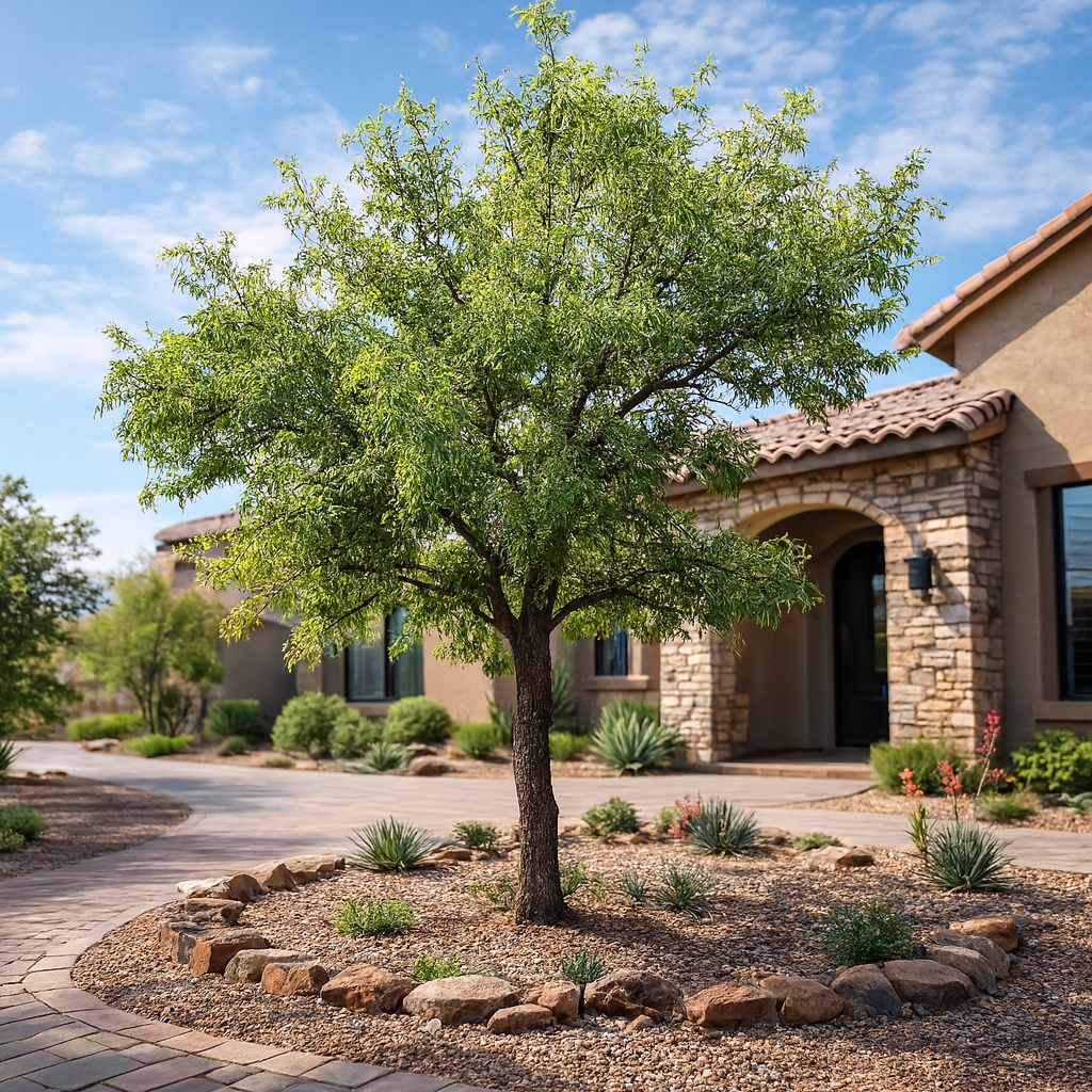 Canyon Hackberry (Celtis reticulata) native shade tree in nursery container — Phoenix, AZ