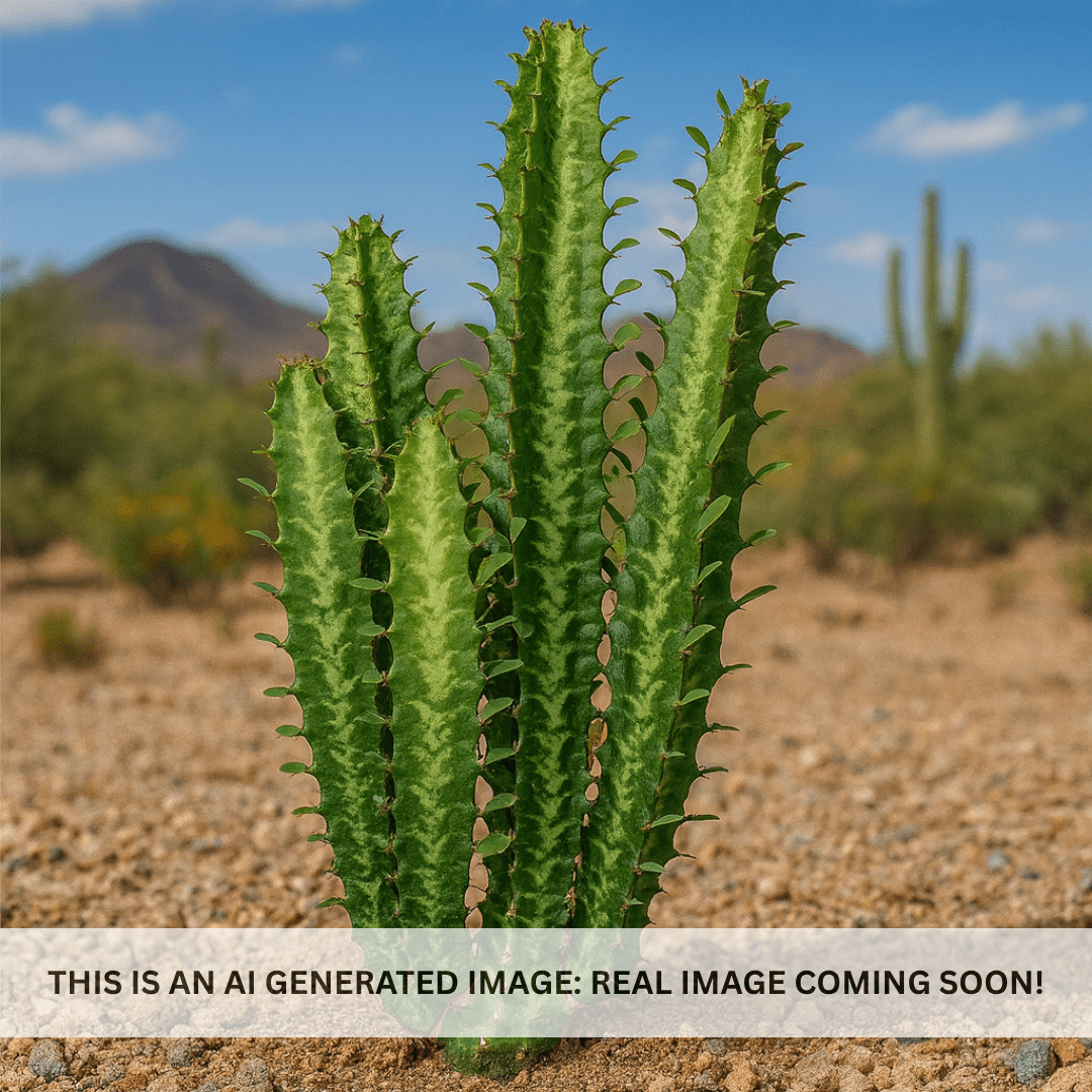 Euphorbia trigona Green (African Milk Tree) triangular stems close-up — Phoenix, AZ
