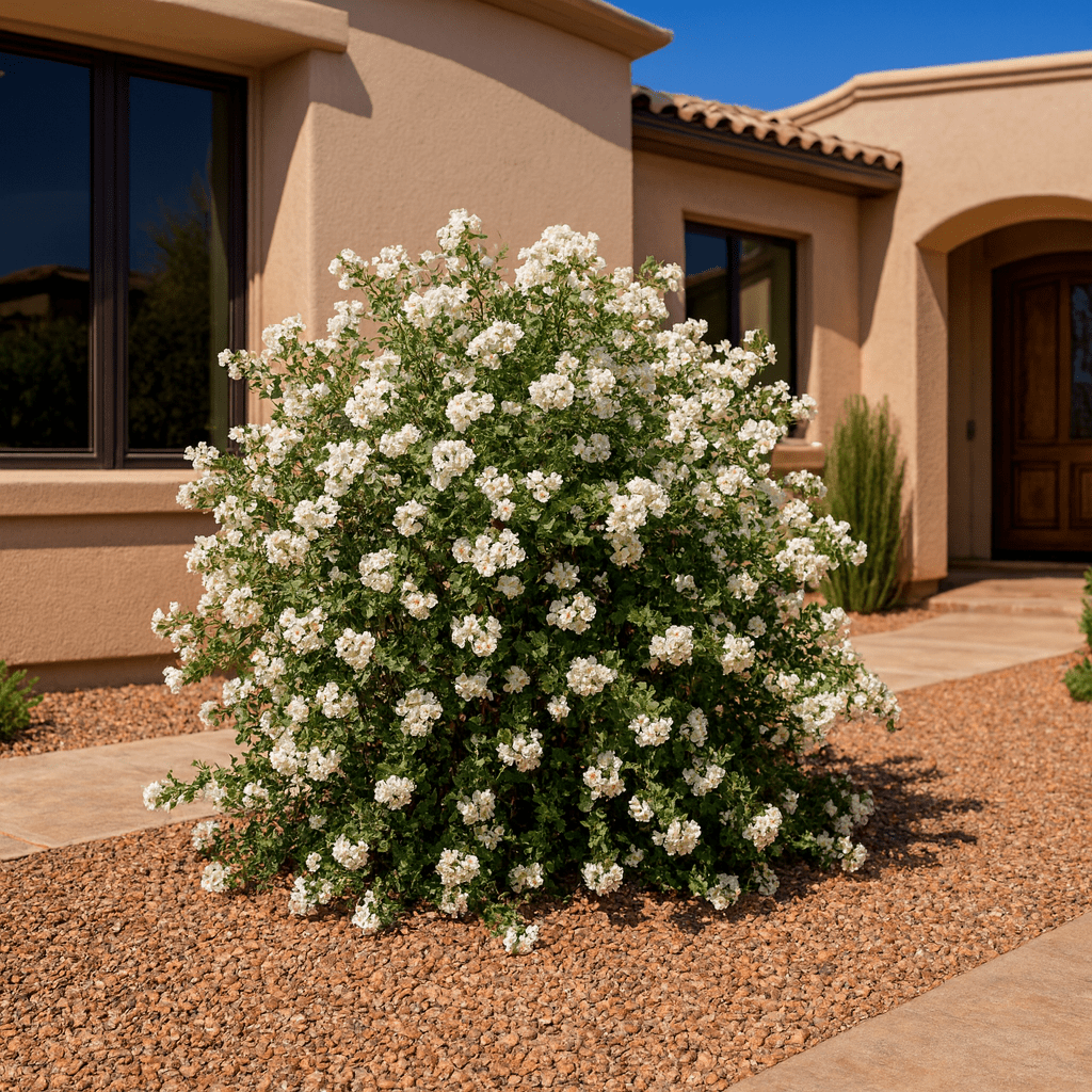 Little Leaf Cordia (Cordia parvifolia) with white blooms in nursery — Phoenix, AZ