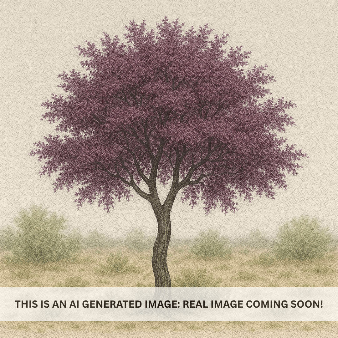 Purple Leaf Plum (Prunus cerasifera) full tree with rich burgundy-purple canopy in landscape — Phoenix, AZ