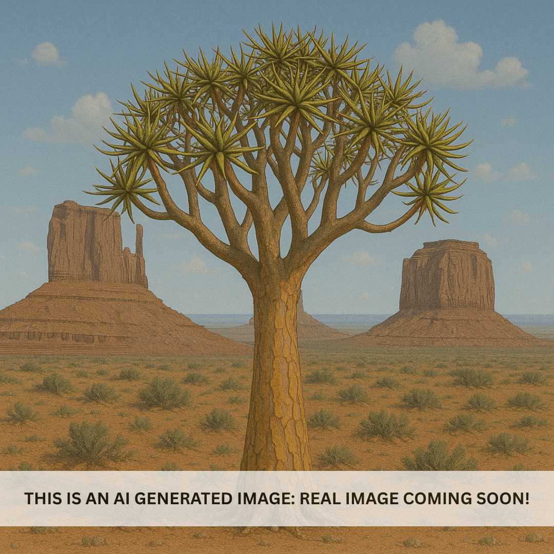 Quiver Tree (Aloe dichotoma) mature specimen with thick branching trunk and succulent crown — Phoenix, AZ