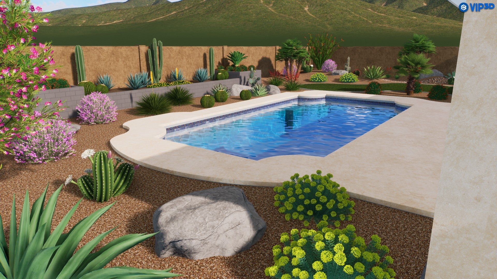 Desert Bloom: A Tranquil Southwestern Poolscape