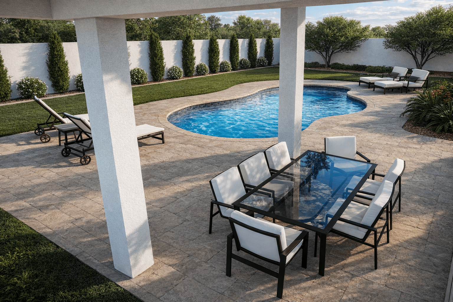 Resort Backyard Retreat: Pool, Patio & Lawn Landscaping