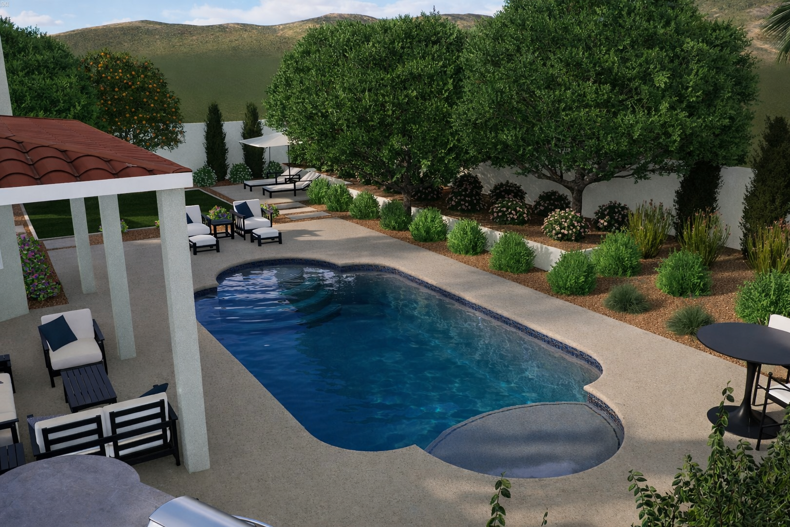 Lush Oasis Backyard Refresh: Pool, Lawn & Privacy Landscaping