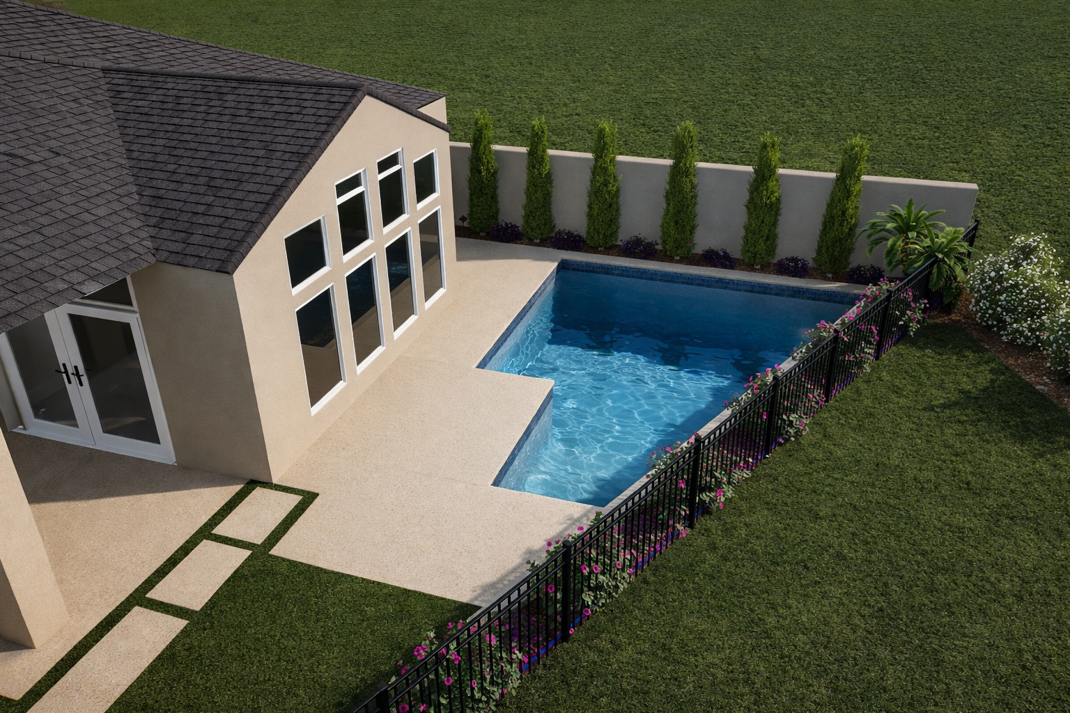 Modern Poolside Privacy: Low-Maintenance Pool Landscaping