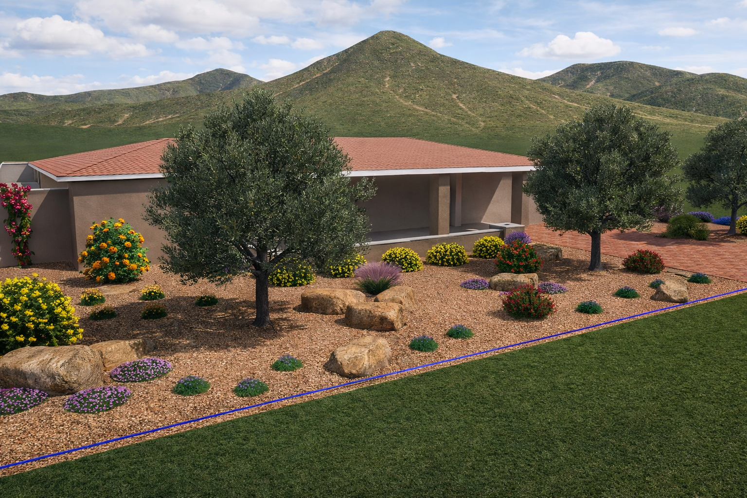 Sonoran Courtyard Xeriscape: Elegant Front Yard Desert Landscaping