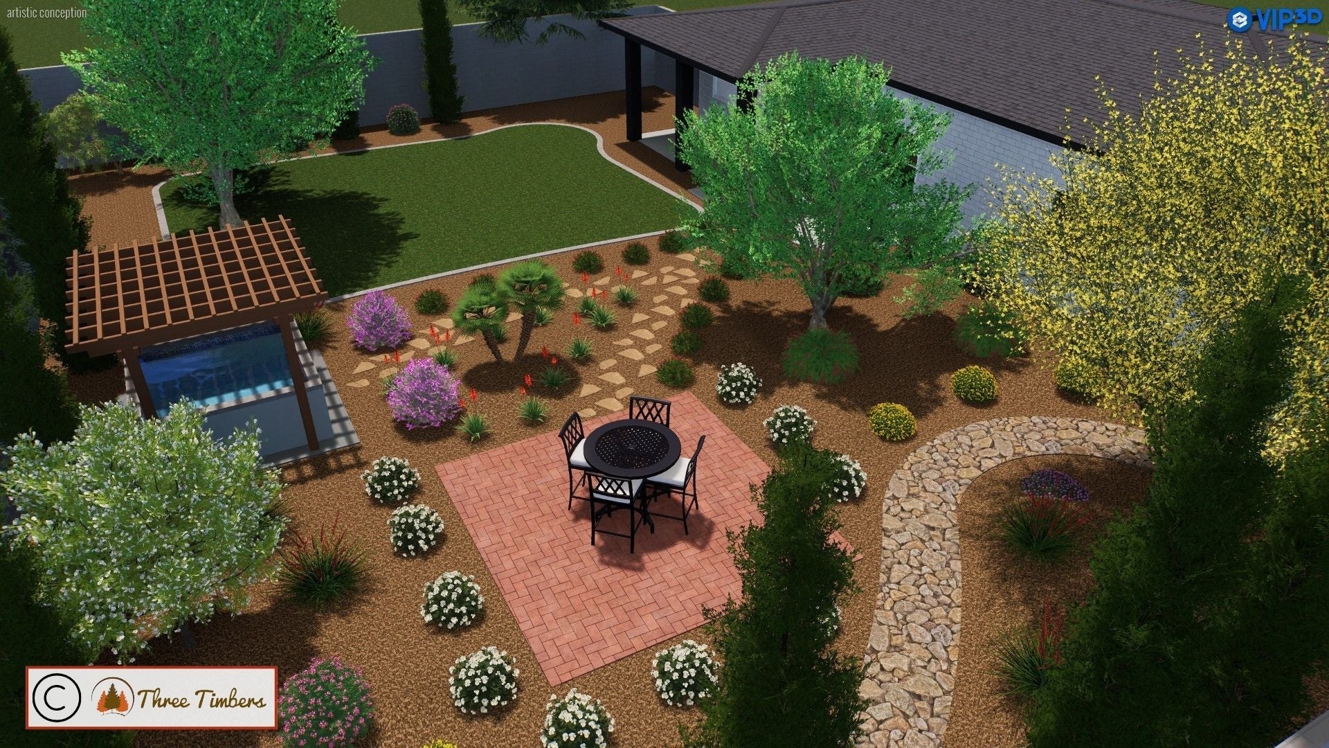 Nature’s Gathering Place: A Lush, Multi-Zoned Backyard Retreat