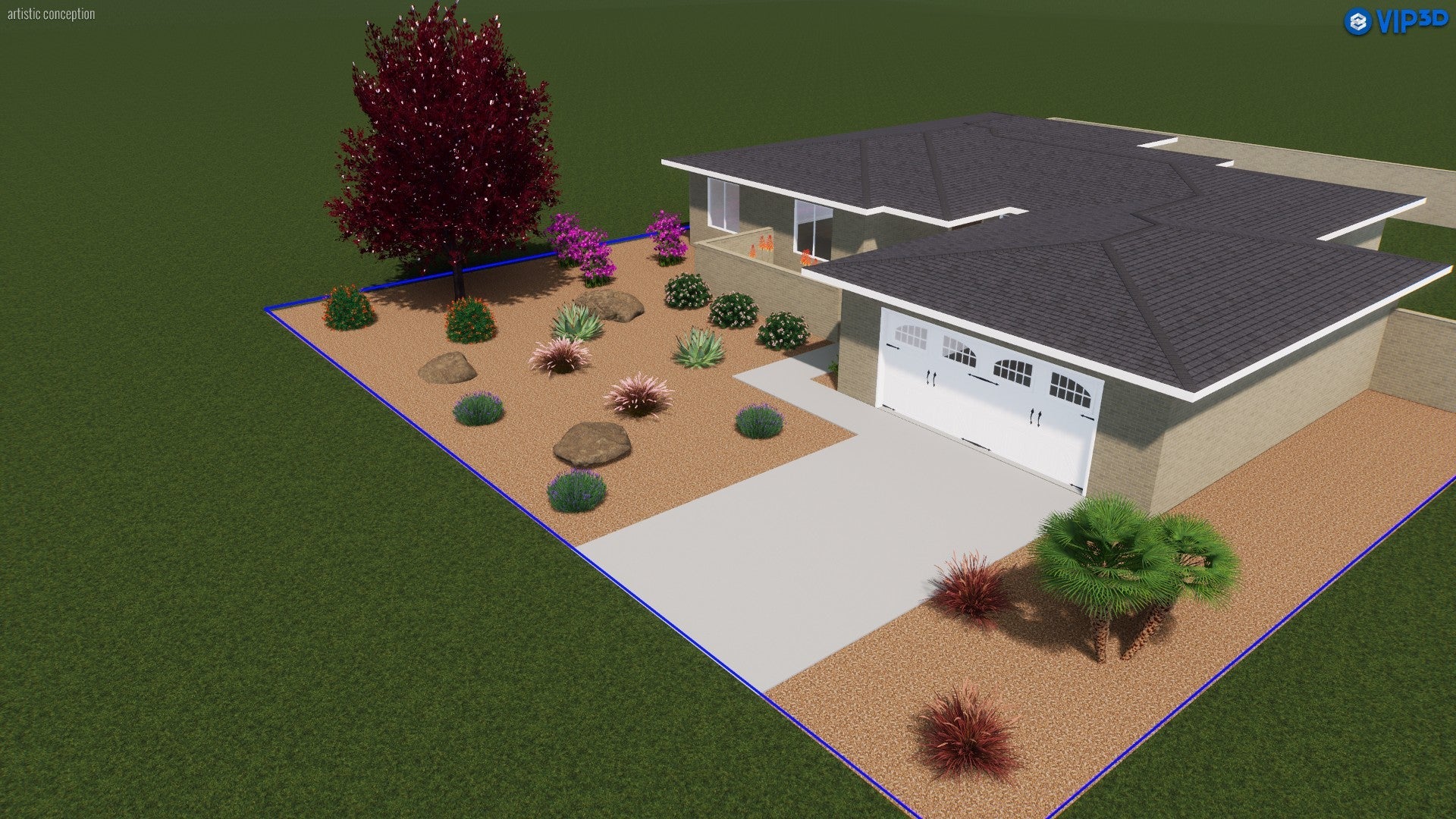 Crimson Statement: A Desert-Inspired Front Yard Transformation