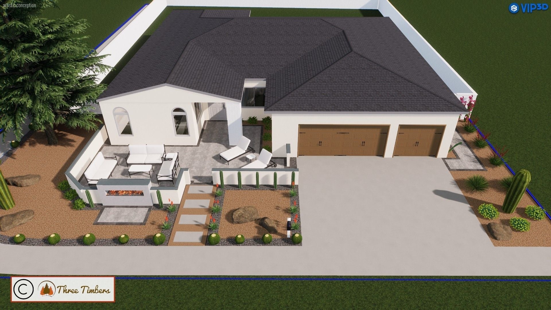 Modern Courtyard Oasis: A Crisp Desert Welcome