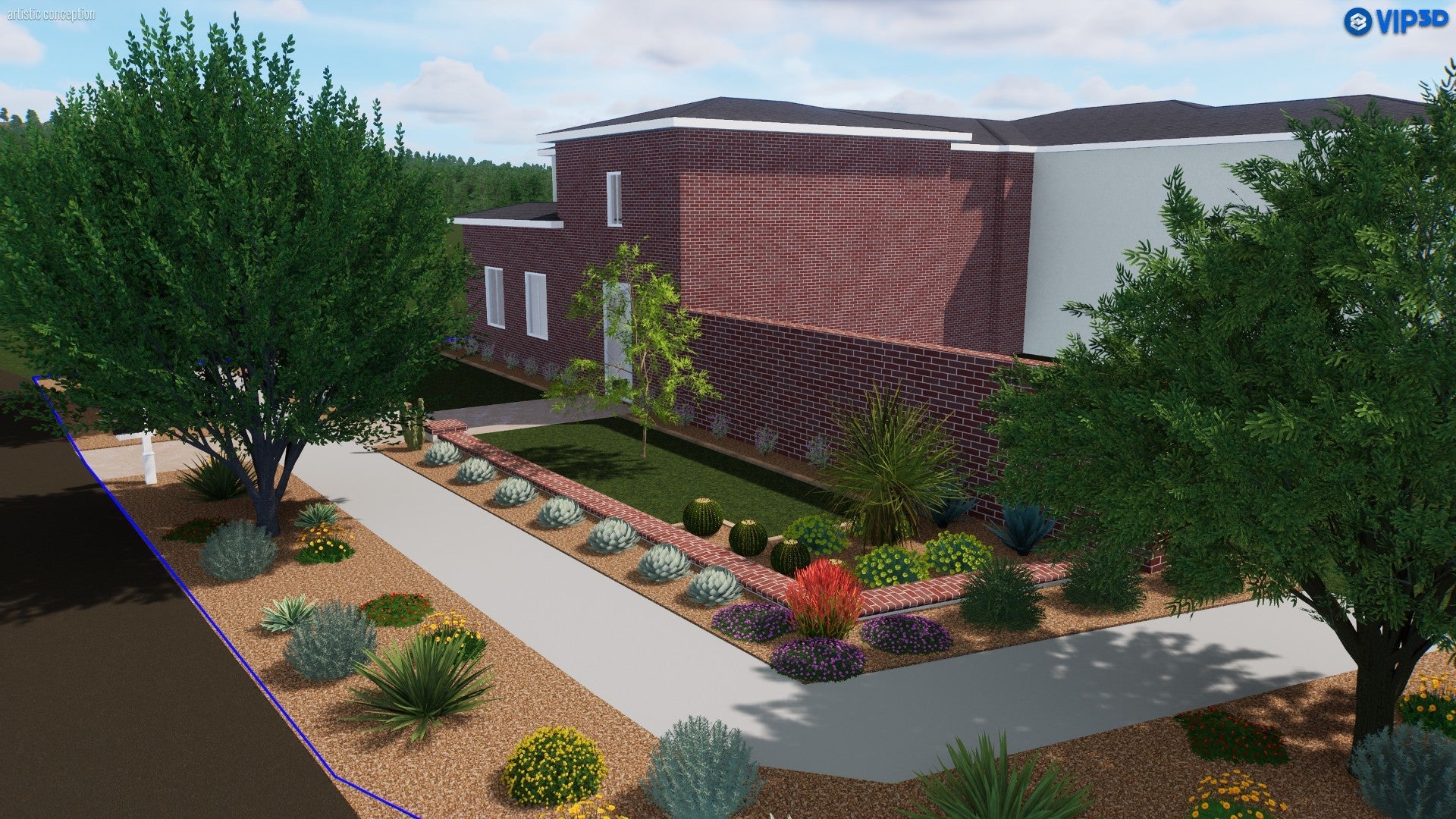 Brickline Sonoran: Structured Desert Front Yard Landscaping