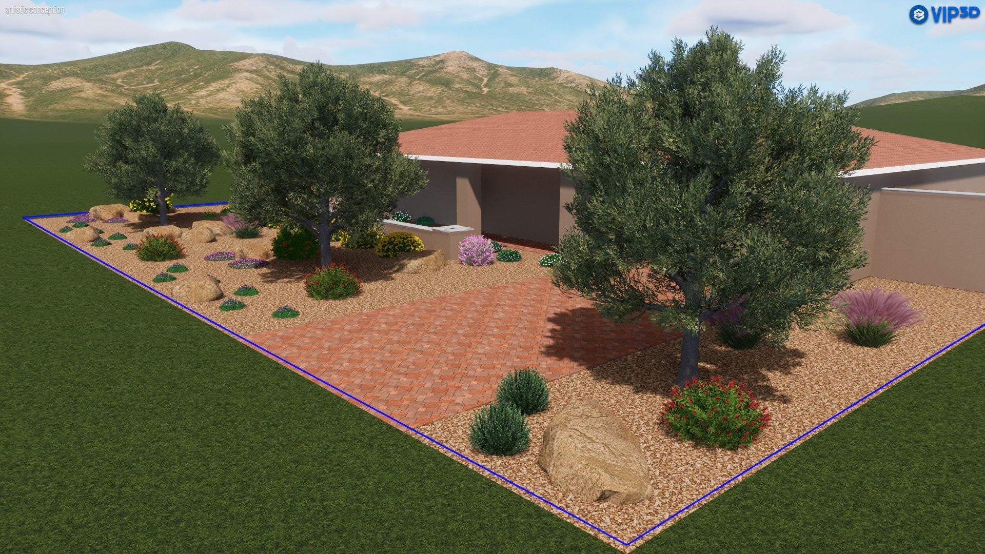 Sonoran Courtyard Xeriscape: Elegant Front Yard Desert Landscaping
