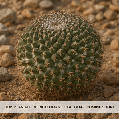 Mammillaria mystax Green cactus with curving spines on rocky desert ground — Phoenix, AZ